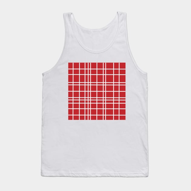 White Plaid Over Red Tank Top by PSCSCo